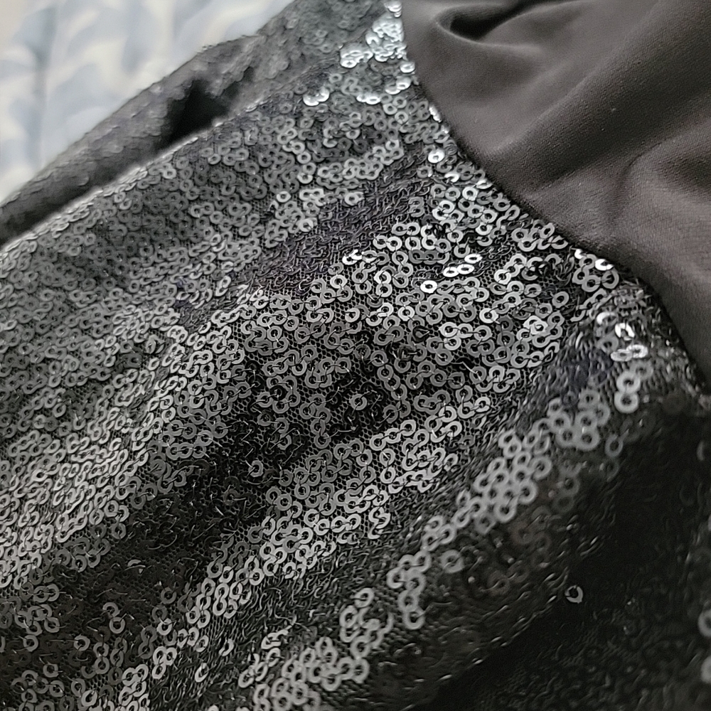 Avenue Black Sequin Blouse With Cutout Back - Picture 6 of 14